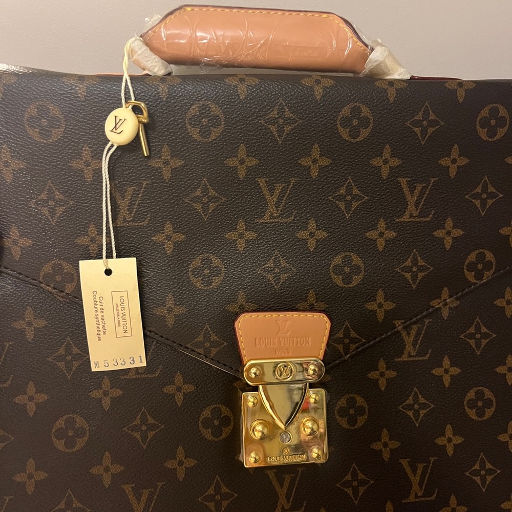Louis Vuitton Black and Brown Monogram Laptop Bag